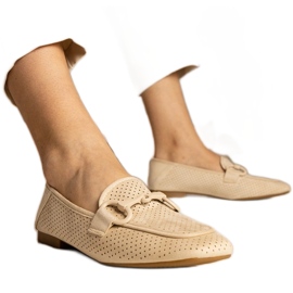 Beige Women Openwork Mokasíny s ozdobou béžový