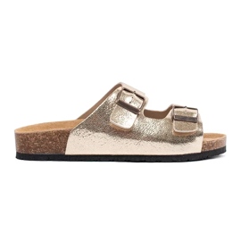 Goodin Zlaté kovové žabky na ploché podrážce zlatý