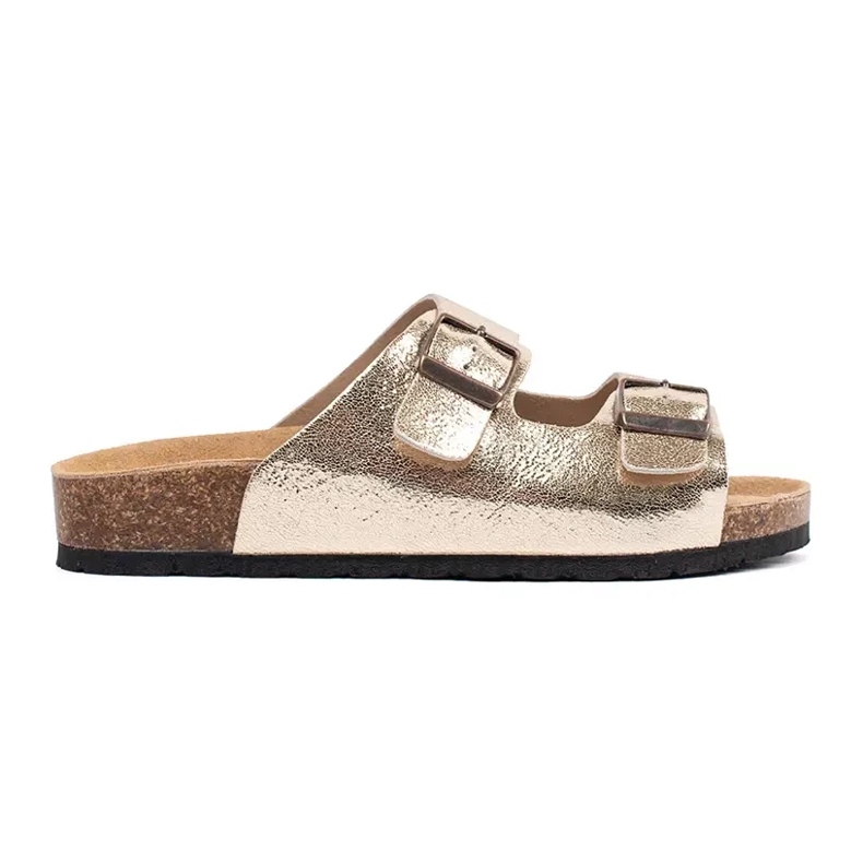 Goodin Zlaté kovové žabky na ploché podrážce zlatý