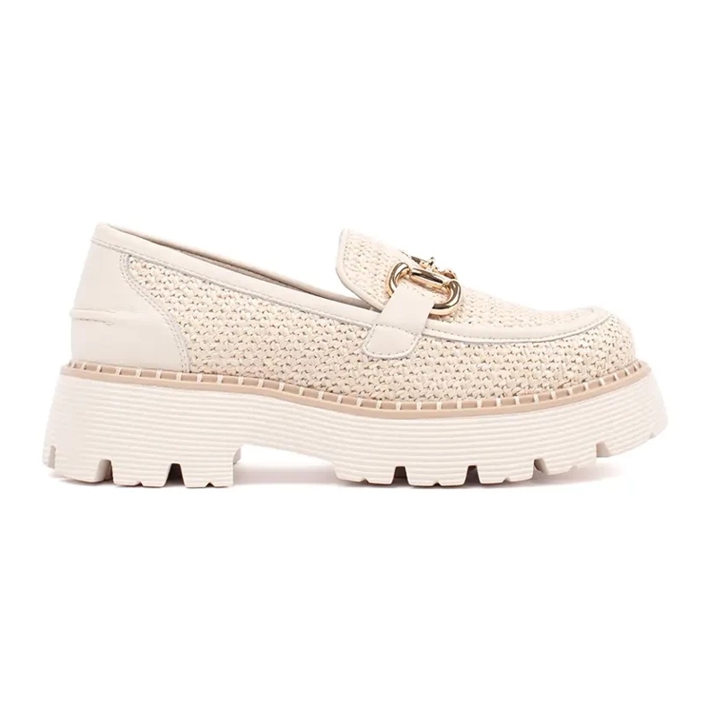 Goodin Béžové mokasíny na platformě se zlatým řetězcem béžový Goodin Béžové mokasíny na platformě se zlatým řetězcem béžový