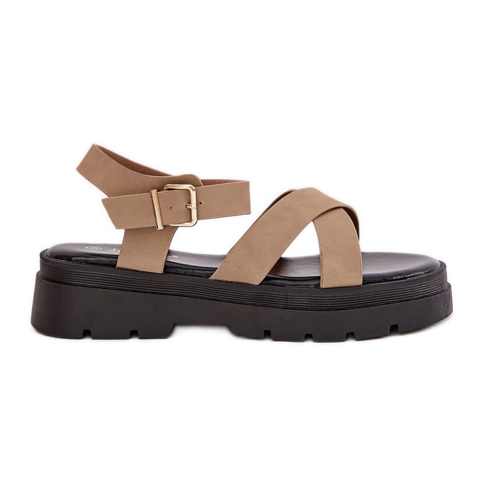 Dámské sandály na Khaki Eco Leather Platform béžový