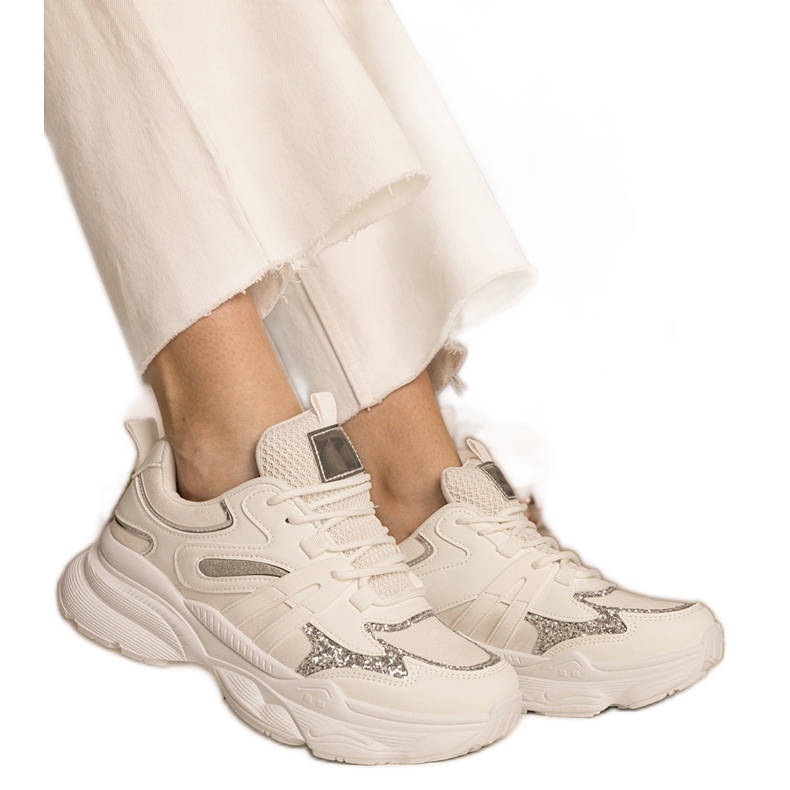 Bílé tenisky dámské sporty s třpytky bílý Bílé tenisky dámské sporty s třpytky bílý