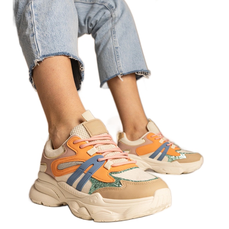 Oranžové ženské sportovní tenisky s třpytky oranžový Oranžové ženské sportovní tenisky s třpytky oranžový