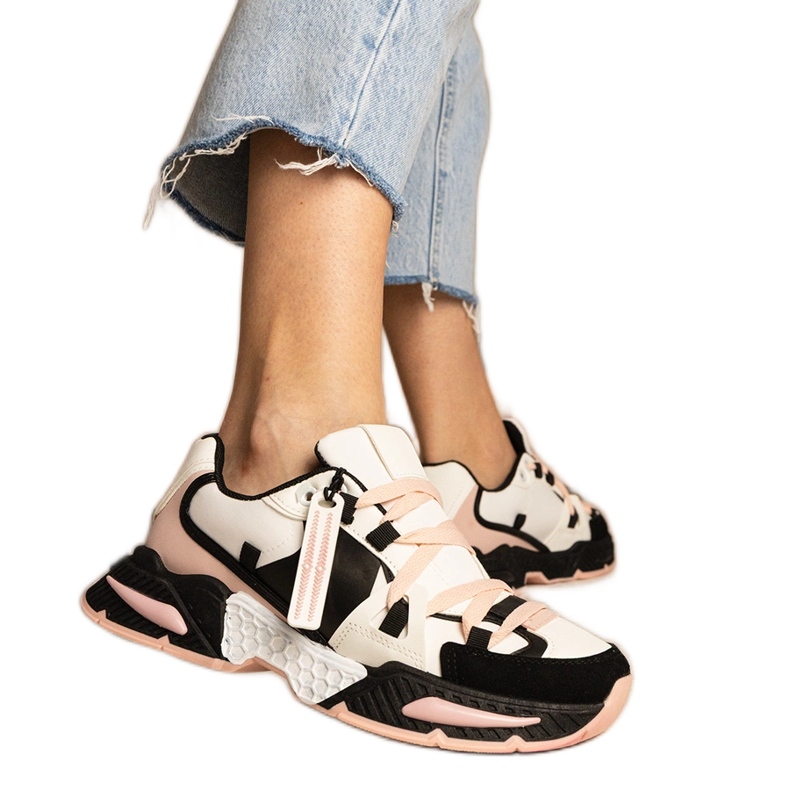 Růžové dámské tenisky s masivní podrážkou černá Růžové dámské tenisky s masivní podrážkou černá