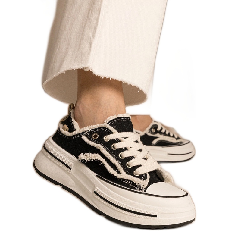 Tenisky černých žen na vysoké podrážce černá Tenisky černých žen na vysoké podrážce černá