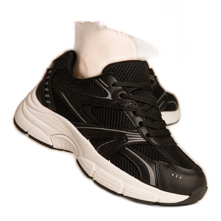 Dámské sporty černé tenisky s třpytky černá