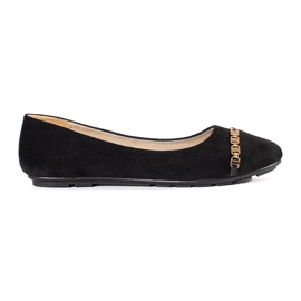 Black Flat Dámské baleríny s ozdobou černá