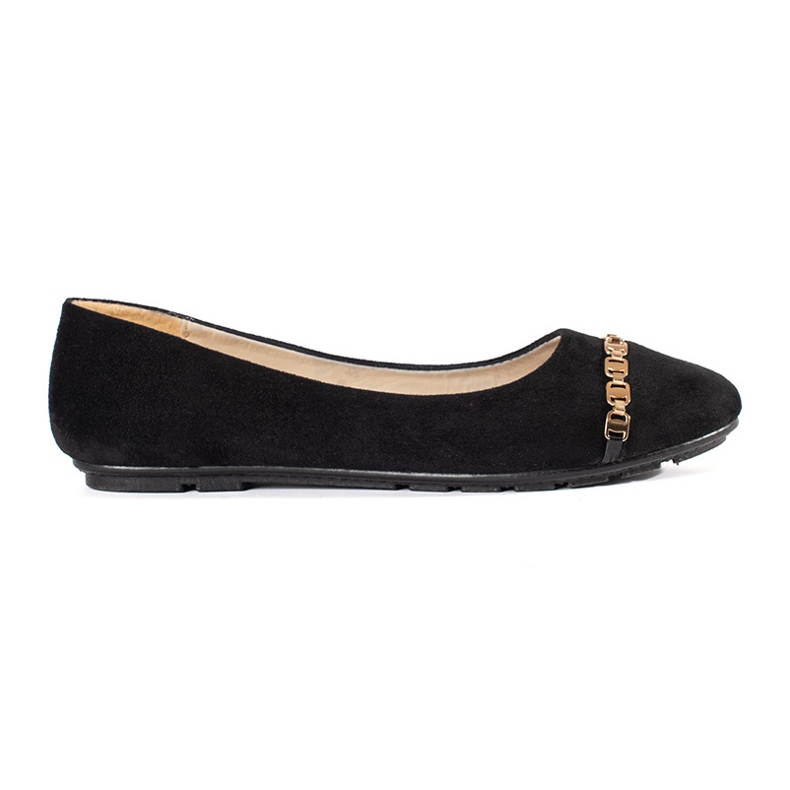 Black Flat Dámské baleríny s ozdobou černá