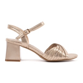 Goodin Zlaté elegantní sandály na nízkém sloupku zlatý