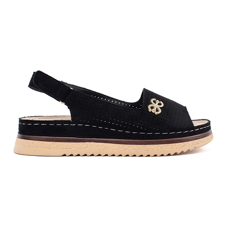 Goodin Otevřené měkké černé sandály s ozdobou černá