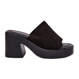 Dámské pantofle na příspěvku a platformě černé černý