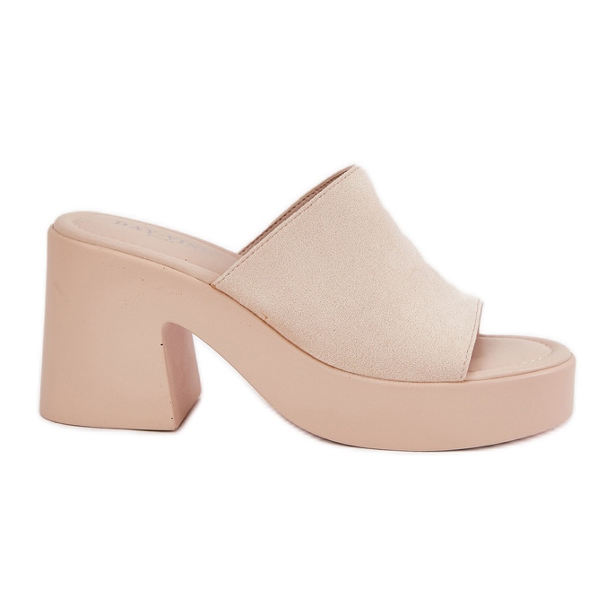 Dámské pantofle na příspěvku a platformě Beige béžový