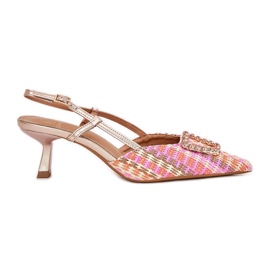 Vysoké podpatky s ozdobou a zastaralým patou šampaňského vícebarevný