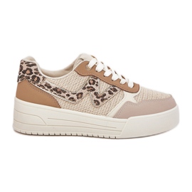 Dámské sportovní boty na platformě Leopard Khaki béžový