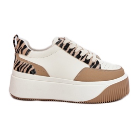 Dámské tenisky na masivní platformě Beige Zebra béžový