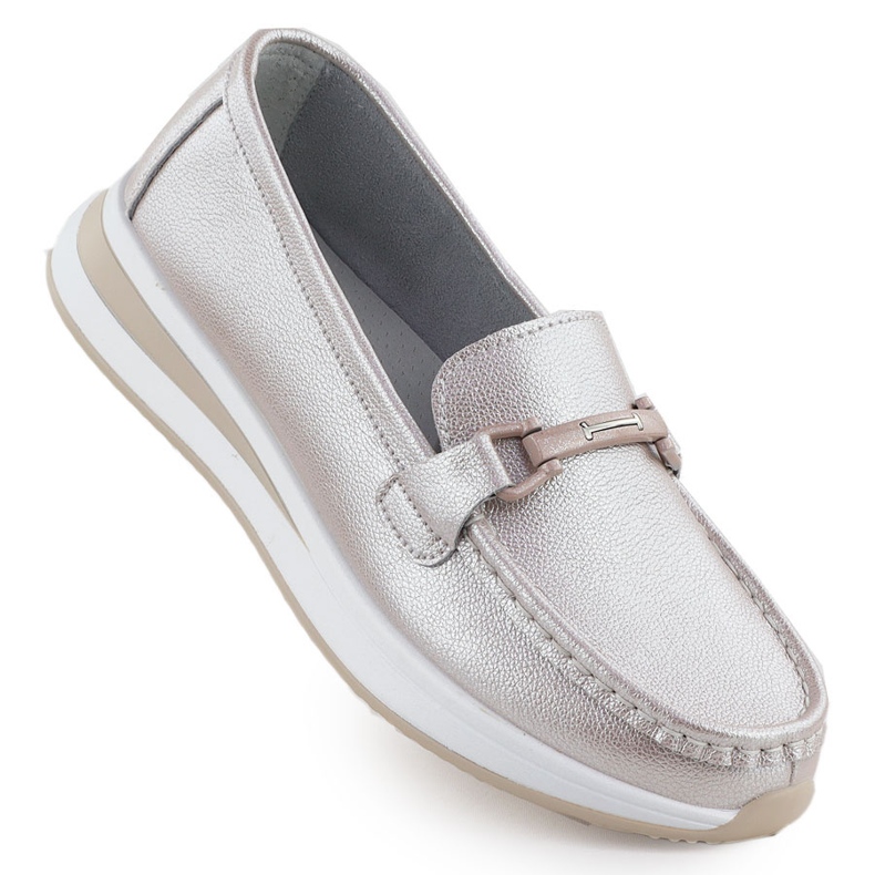 Kožené boty mokasinu na Perl Platform Pink S.Barski GR51-598 růžový Kožené boty mokasinu na Perl Platform Pink S.Barski GR51-598 růžový