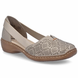 Dámské kožené boty, pusinky Comfort Rieker 41351-90 béžový Dámské kožené boty, pusinky Comfort Rieker 41351-90 béžový