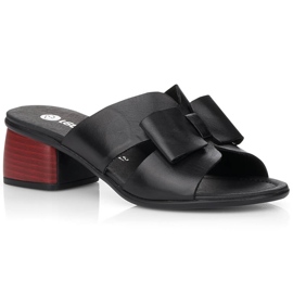 Dámské kožené žabky na Black Remonte R8759-01 Block černý