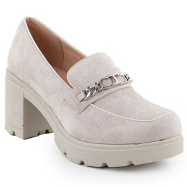 Dámská bota s semišovým béžovým Potocki SZ12629 s řetězem