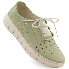 Dámské otevřené kožené boty Green Helios 434 zelený