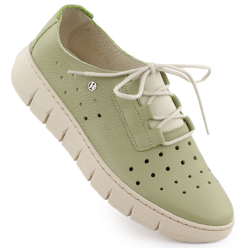 Dámské otevřené kožené boty Green Helios 434 zelená
