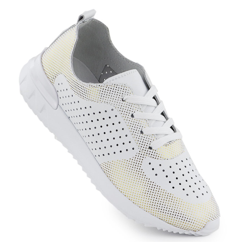 Białe Artiker 56C1036 Openwork Leather Sports Shoes bílý