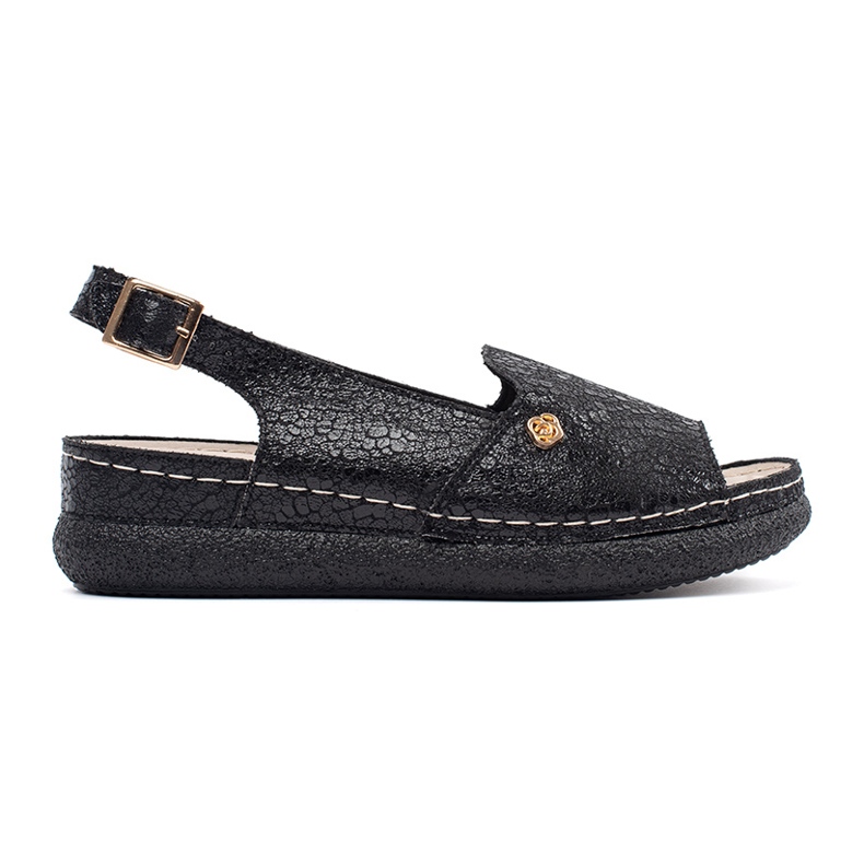 Goodin Černé sandály s koženou stélkou černá Goodin Černé sandály s koženou stélkou černá