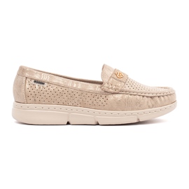 Goodin Beige Openwork mokasína se zlatým prvkem béžový