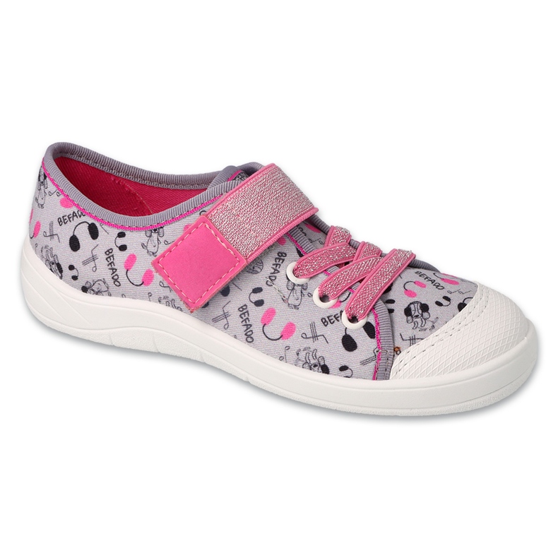 Dětské pantofle Befado na suchý zip 351Y024, šedé aplikace šedá Dětské pantofle Befado na suchý zip 351Y024, šedé aplikace šedá