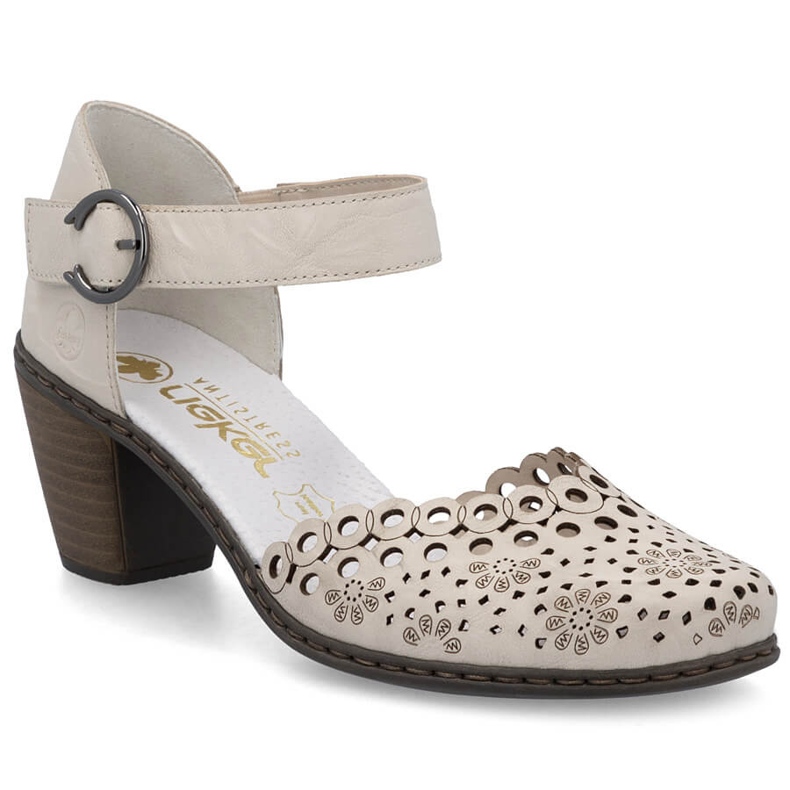 Dámské kožené sandály na Rieker 40902-60 Beige Post béžový