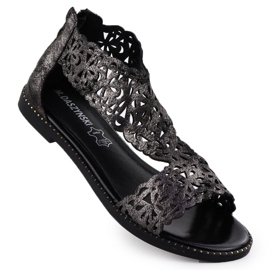 Dámské sandály Openwork Platinum Czarne M. Daszyński MR24148-2 černý