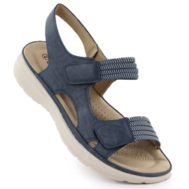 Evento Dámské sandály na platformě pohodlné Navy Blue Eveno 8874 modrý