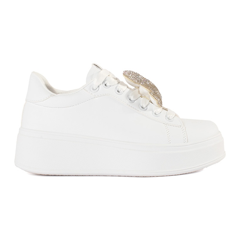 Bílé tenisky na platformě medvídka bílý Bílé tenisky na platformě medvídka bílý