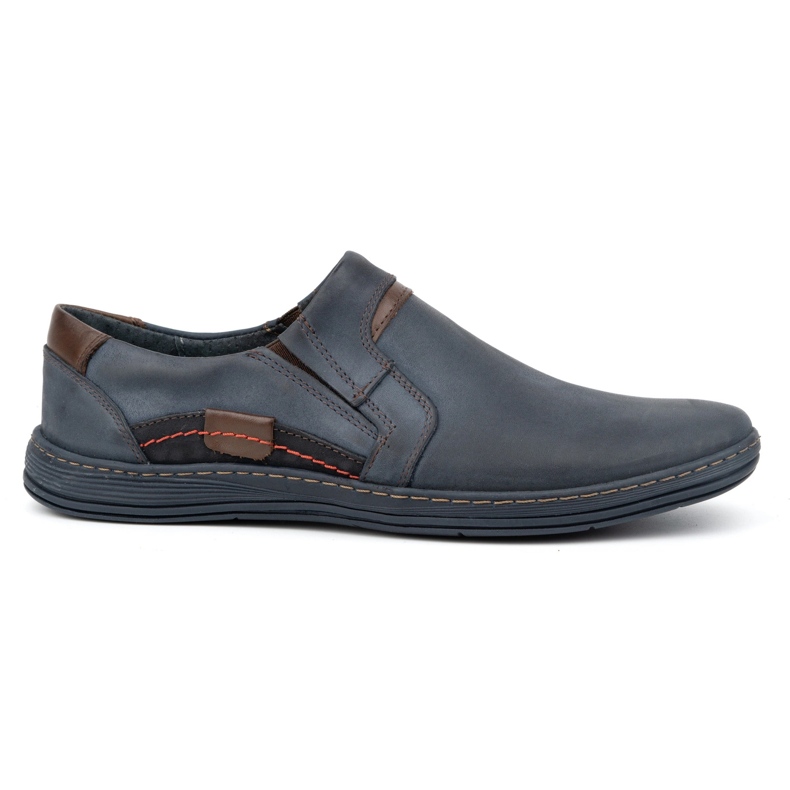 Olivier Pánské mokasíny kožené 520 navy blue modrý