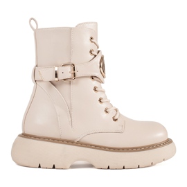 Shelvt Beige Lanced Women Boots Shelvt Beige Lanced Women Boots