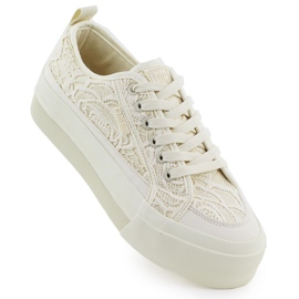 Tenisky s nízkým dámským tenisky s krajkou Beige Big Star RR274746 béžový Tenisky s nízkým dámským tenisky s krajkou Beige Big Star RR274746 béžový