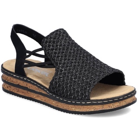 Dámské sandály na Wedgets Black Rieker 62941-00 černý