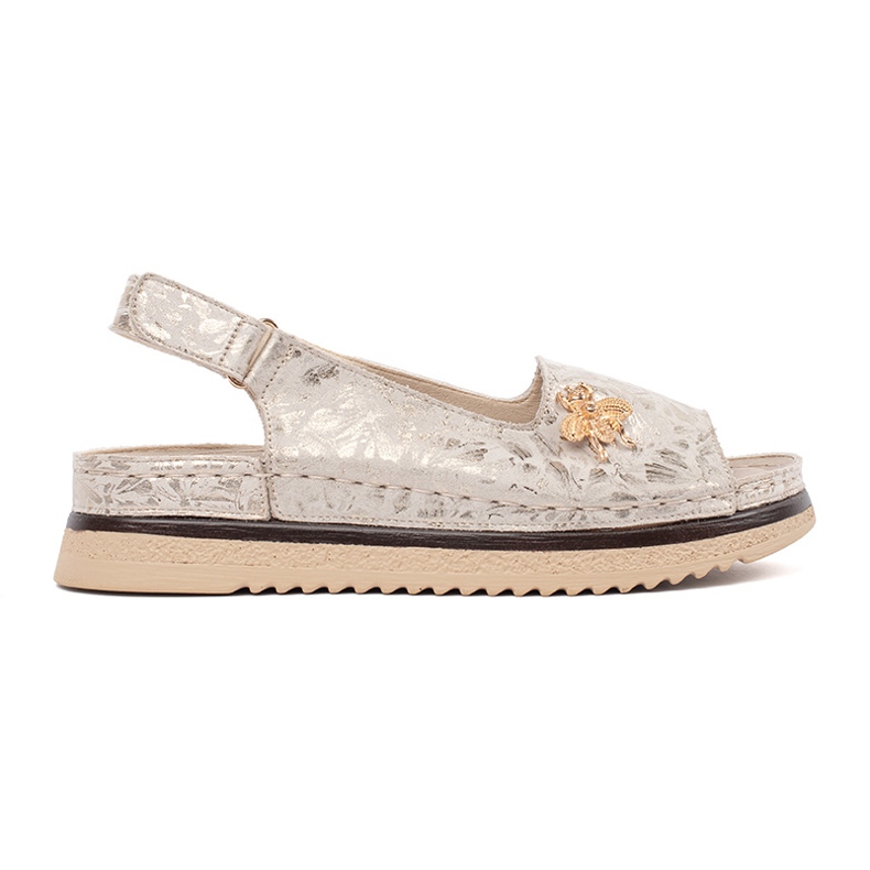 Goodin Světlé béžové sandály na plošině s špendlíkem béžový