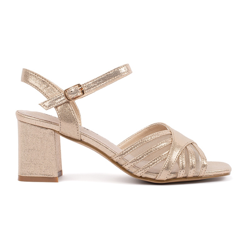 Goodin Zlaté lesklé sandály na sloupku zlatý Goodin Zlaté lesklé sandály na sloupku zlatý