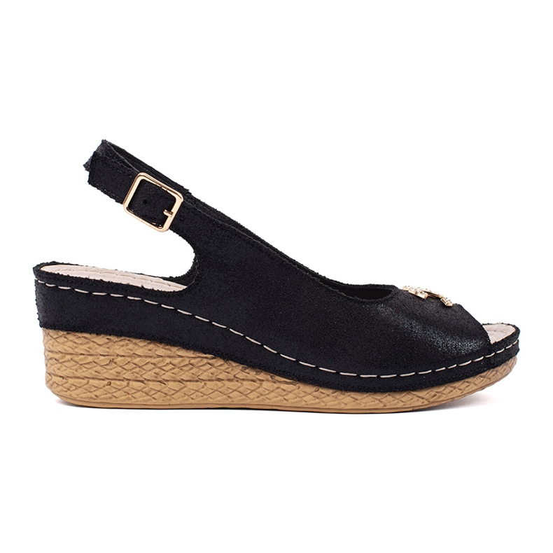 Goodin Černé klínové sandály se sponou černá