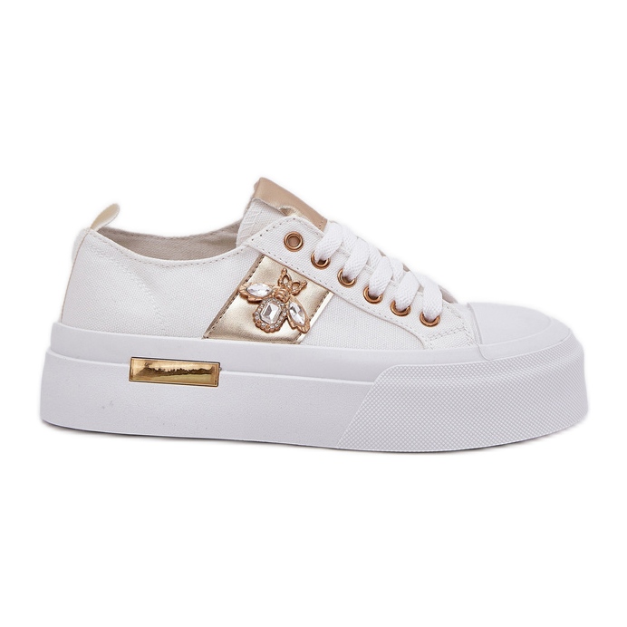 Dámské tenisky na platformě s dekorativním detailem bílé bílý