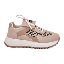 Dámské tenisky sportovní boty na platformě Leopard Beige béžový Dámské tenisky sportovní boty na platformě Leopard Beige béžový