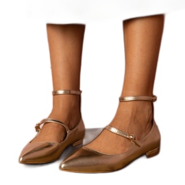 Zlaté čerpadla s plochými podpatky s spony zlatý Zlaté čerpadla s plochými podpatky s spony zlatý