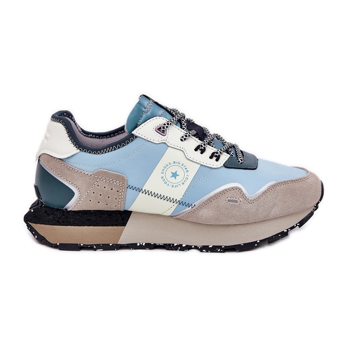 Big Star Dámské semišové tenisky Velká hvězda RR274245 Hi-Polish System Grey-Blue modrý