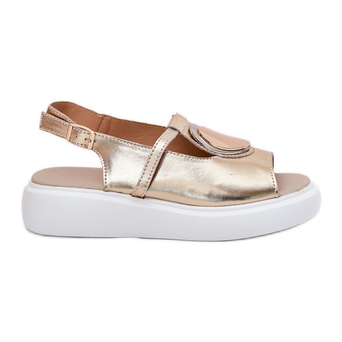 Kožené elegantní dámské sandály S.barski Gr51-603 Zlotys zlatý