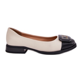 S.Barski Kožené baleríny s dekorací D&amp;A MK51-059 BEIGE béžový