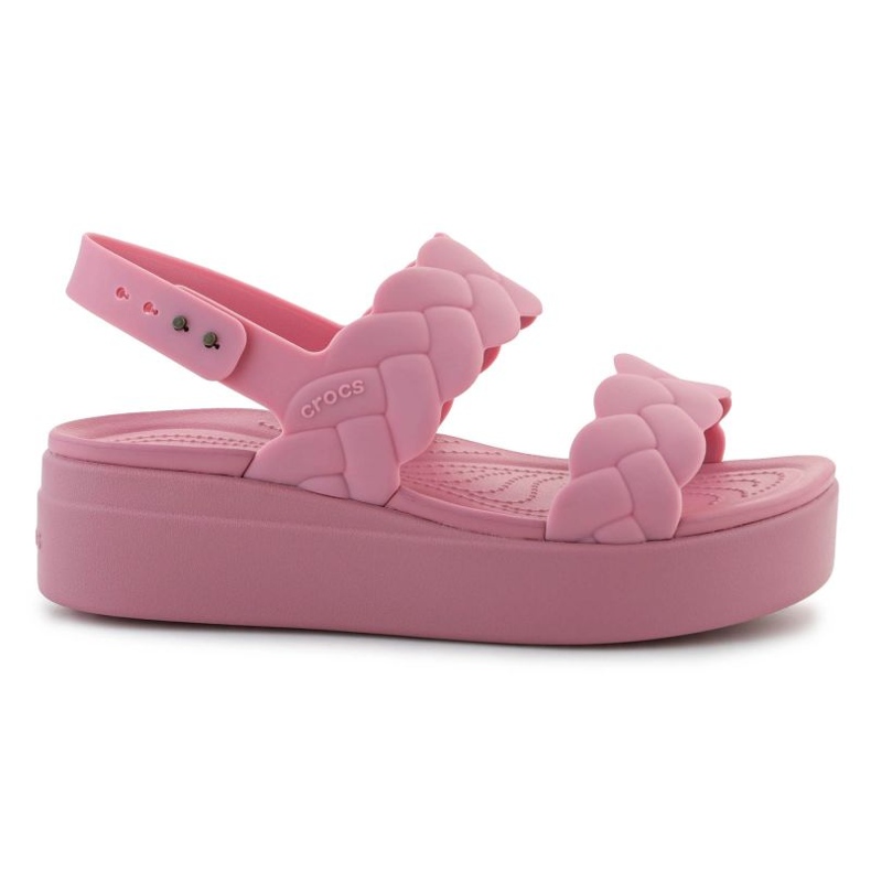Crocs Brooklyn tkaný sandály s nízkým klínem 209977-6xx růžový