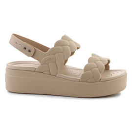 Crocs sandály Brooklyn Woven Low Wedge 209977-212 béžový Crocs sandály Brooklyn Woven Low Wedge 209977-212 béžový