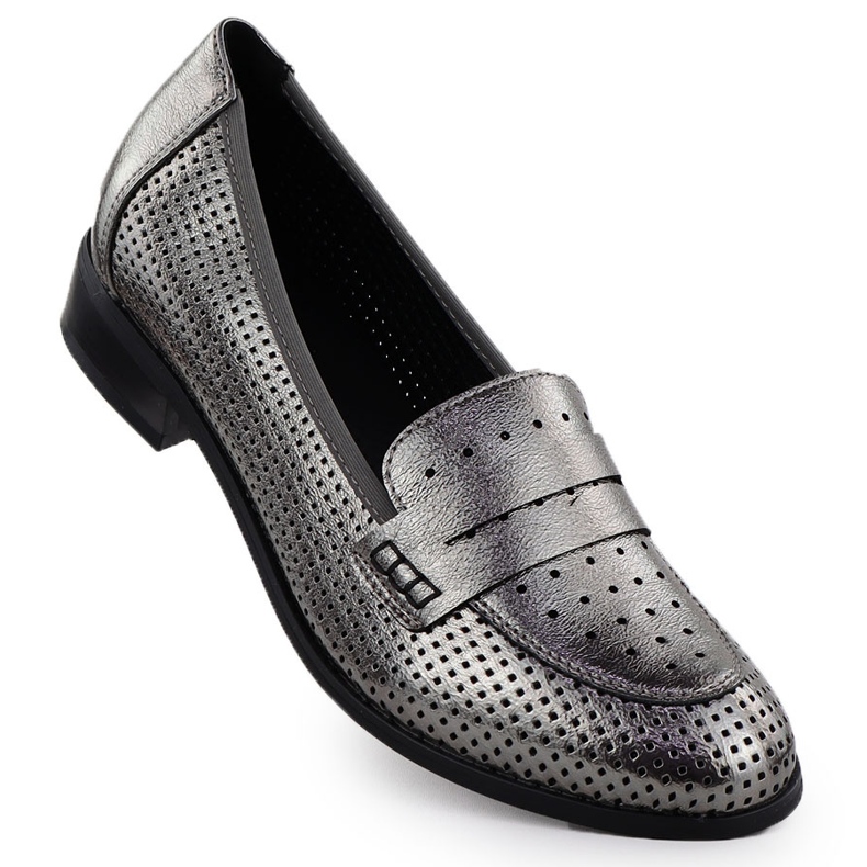 Dámské boty Lords Openwork Metallic Silver Potocki 12581 stříbrný Dámské boty Lords Openwork Metallic Silver Potocki 12581 stříbrný
