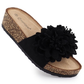 Dámské flip -flops on Wedge Flowers Black Potocki GN17300 černý